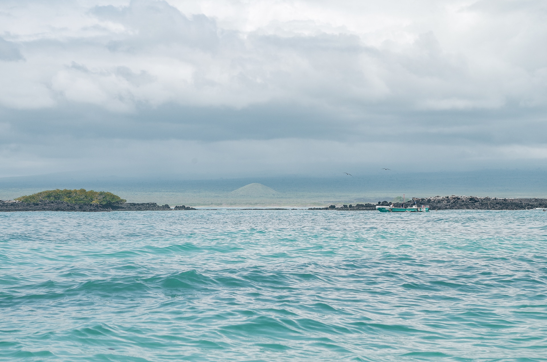 vue sur l'île d'Isabela aux Galapagos depuis l'océan Pacifique