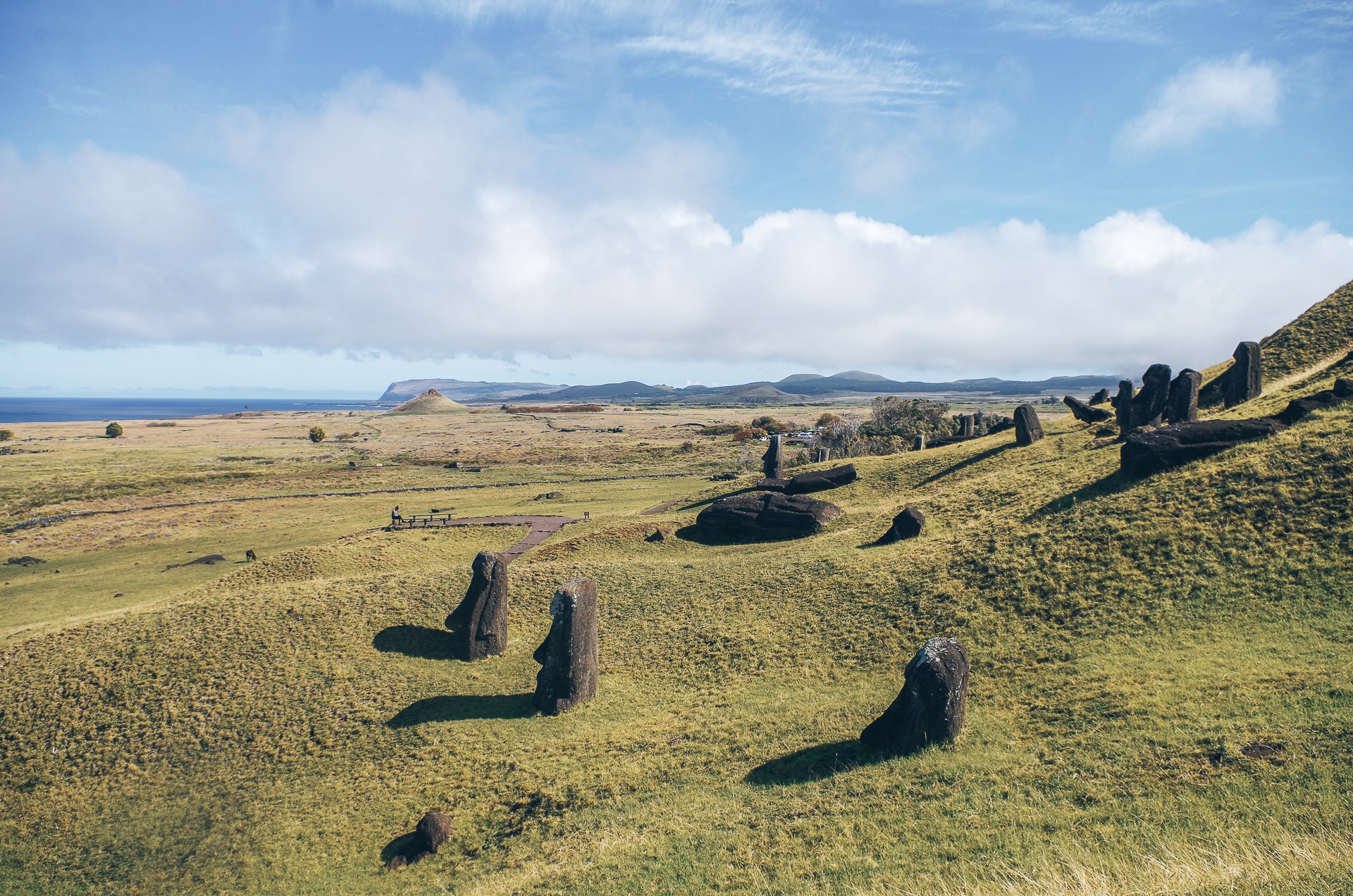 carrière Rano Raraku lieu où les Moai étaient fabriqués sur l'île de Pâques