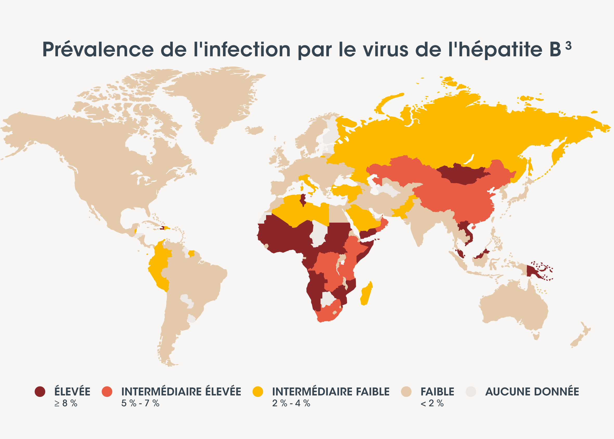 carte représentant l'hépatite B au niveau mondial vaccins tour du monde