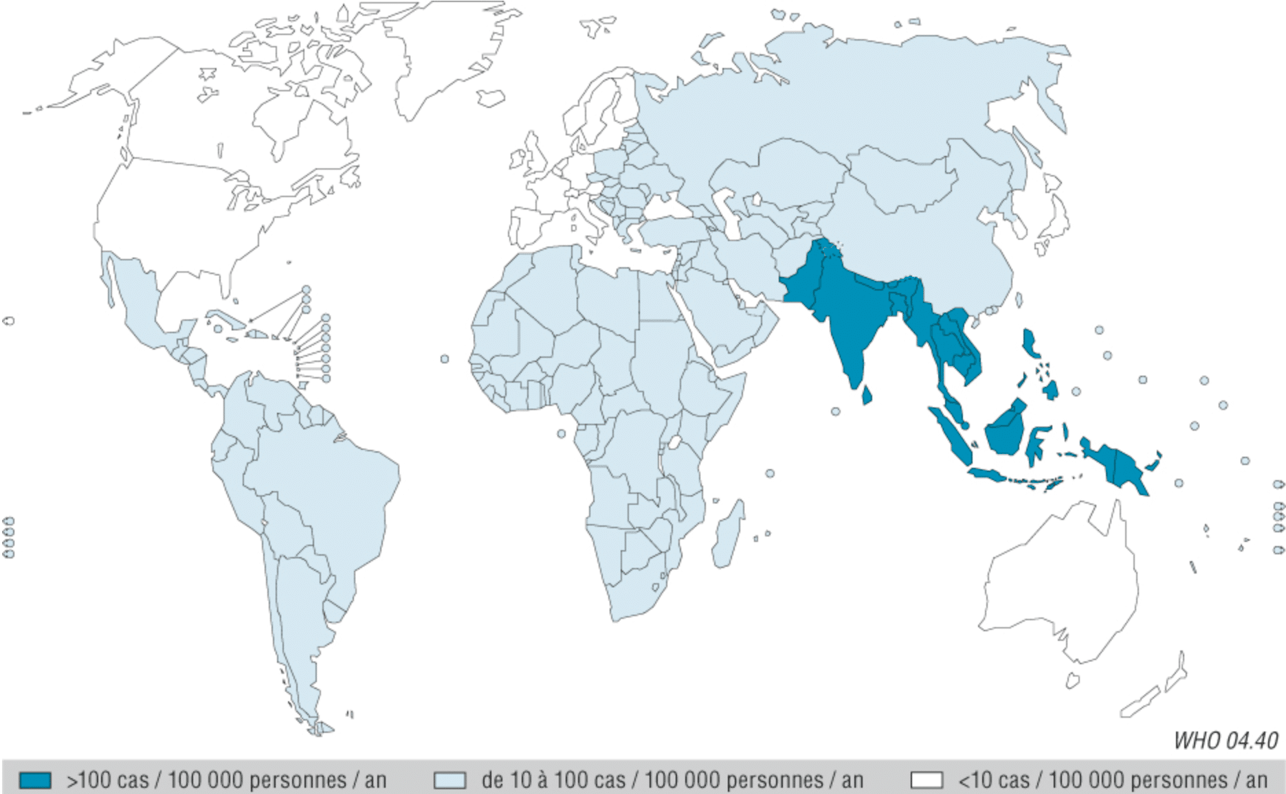 carte représentant la fièvre typhoïde dans le monde pour un article sur les vaccins pour un tour du monde