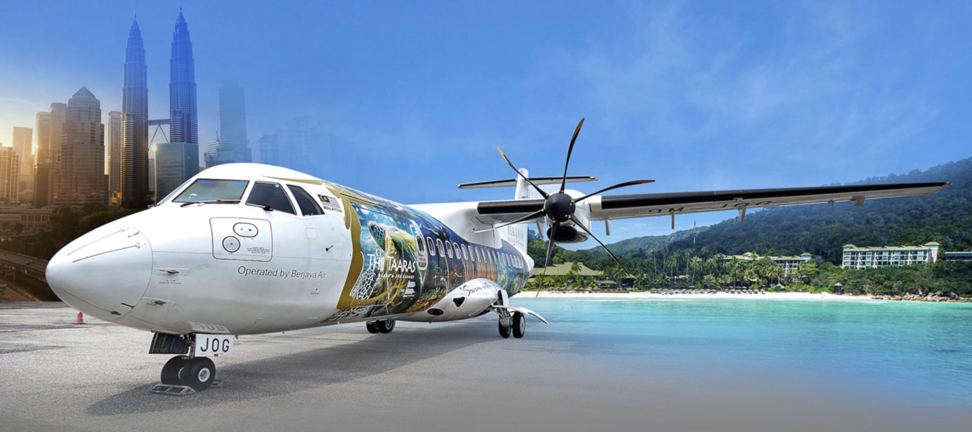 image montrant un avion de la compagnie Berjaya Air qui opère des vols vers l'île de Redang