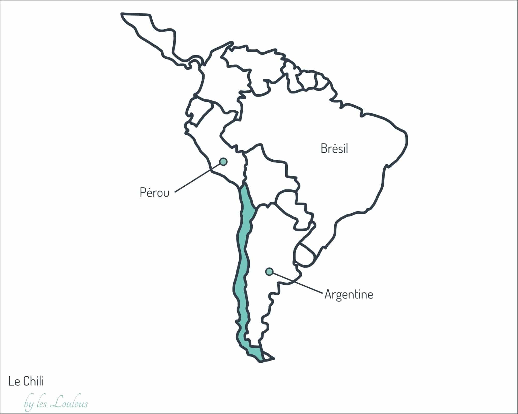 carte représentant où se situe le Chili en Amérique du Sud