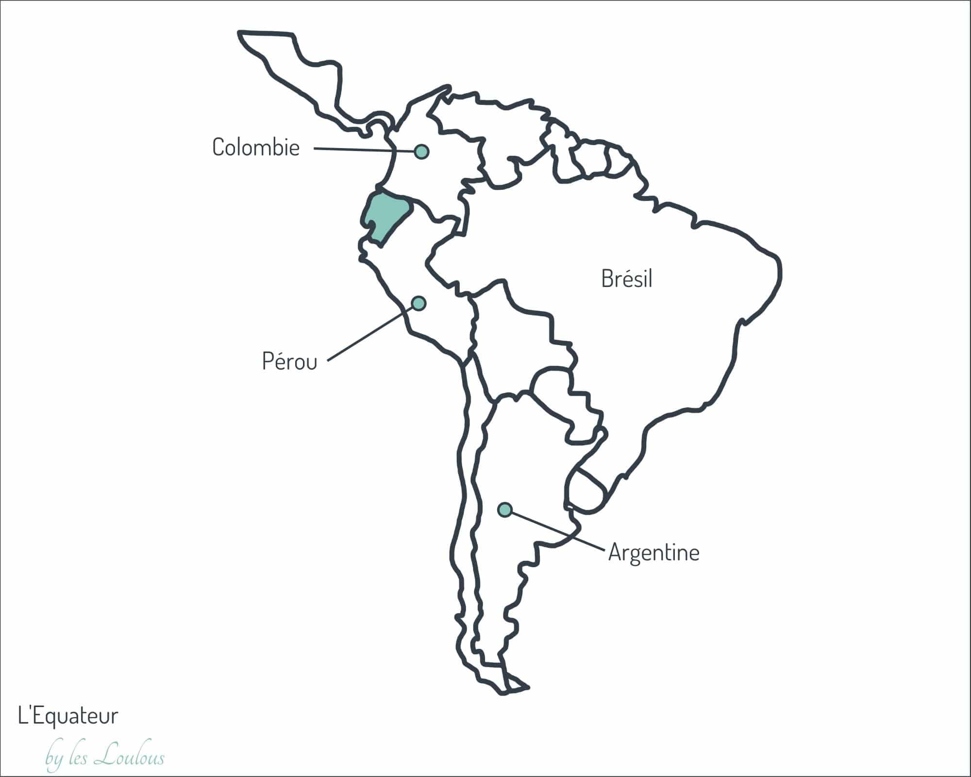 carte représentant où se situe l'Equateur en Amérique du Sud