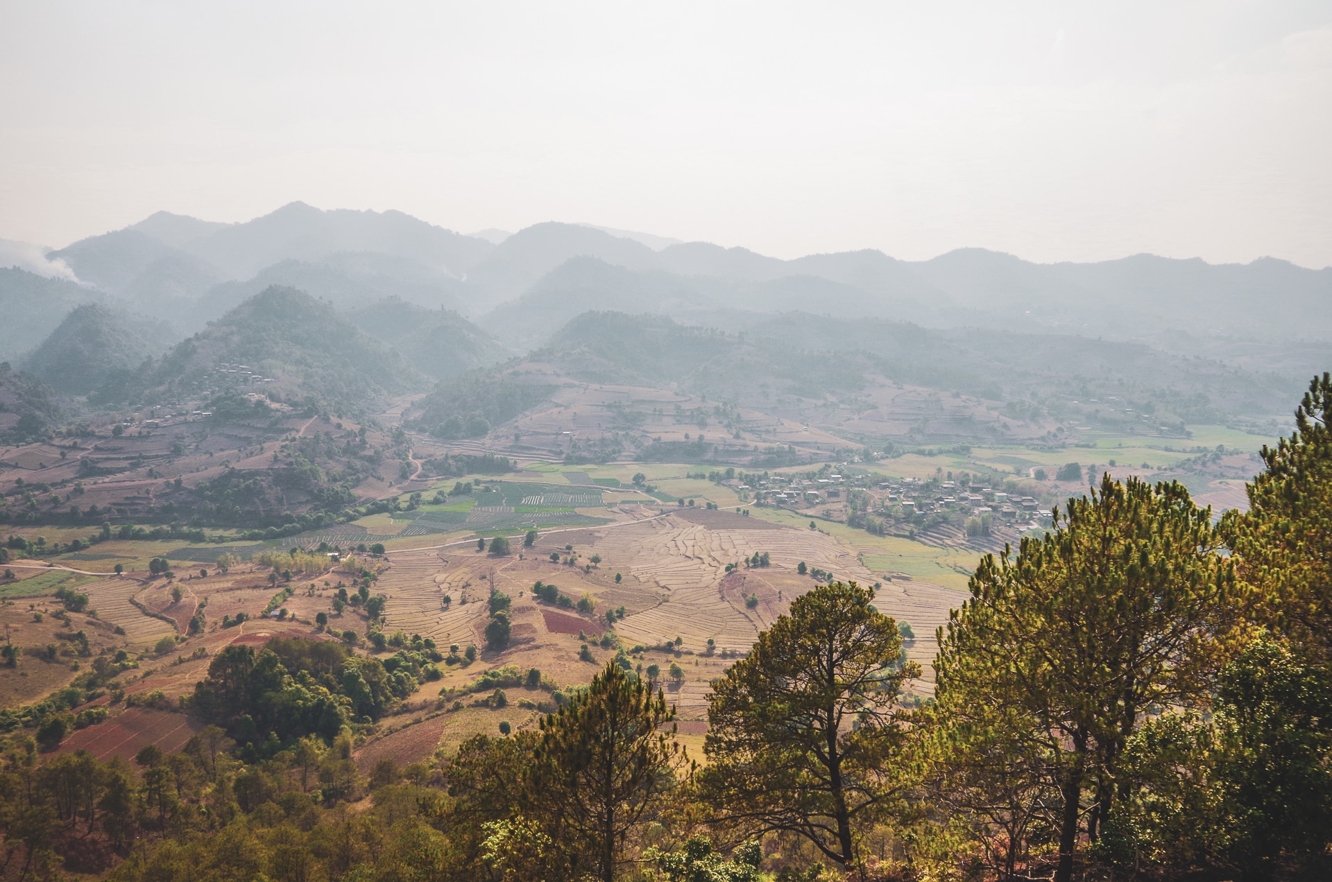panorama sur la campagne birmane lors du Trek Kalaw Inle au Myanmar