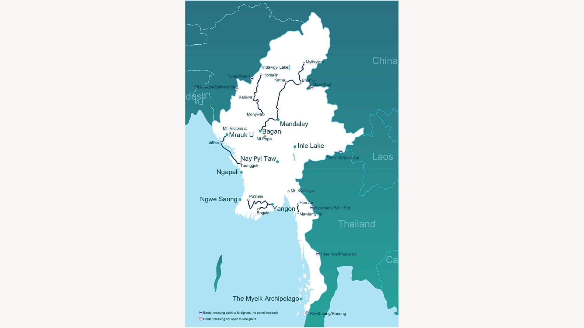 carte réseau fluvial Myanmar blog voyage