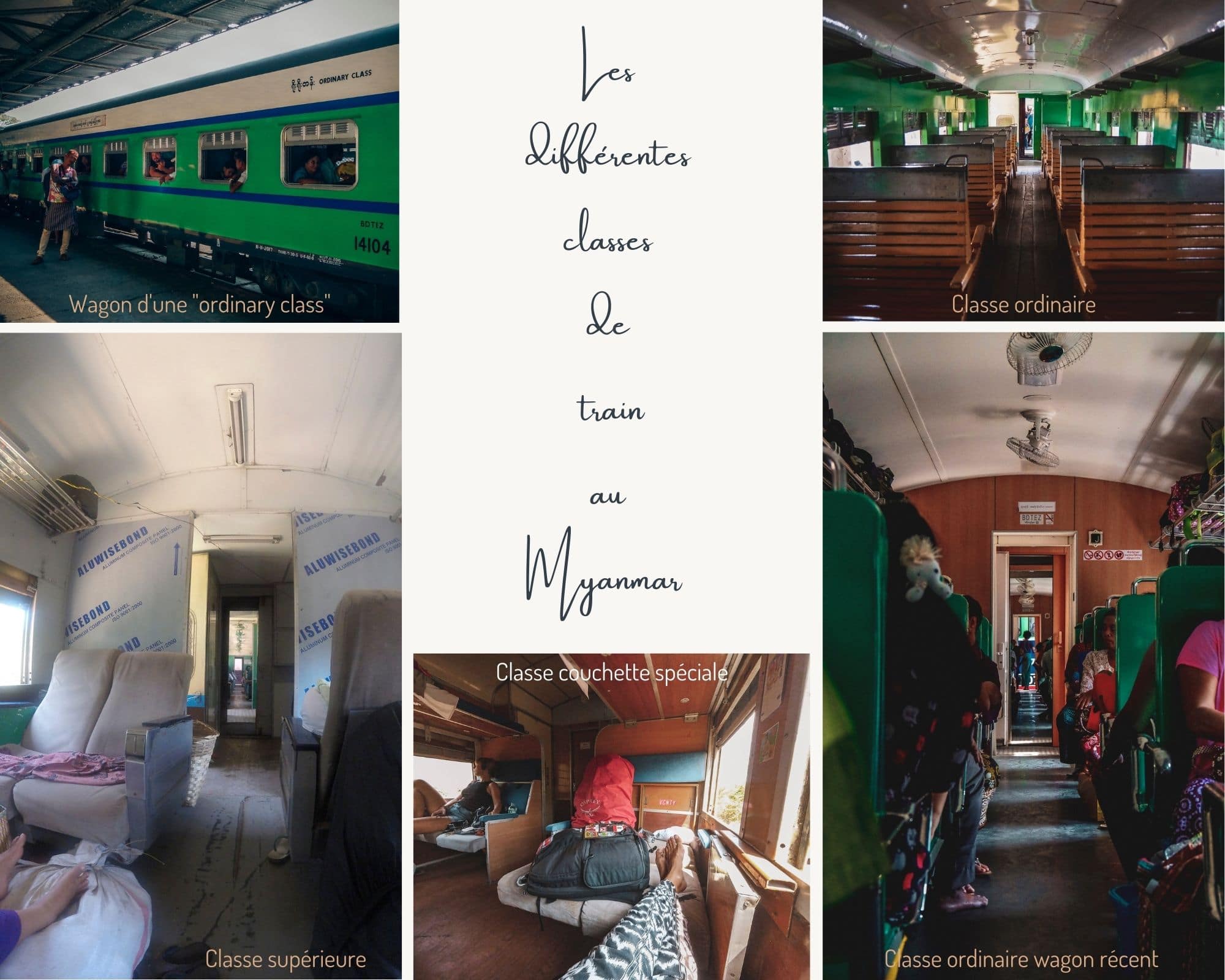 image présentant les différentes classes de train au Myanmar