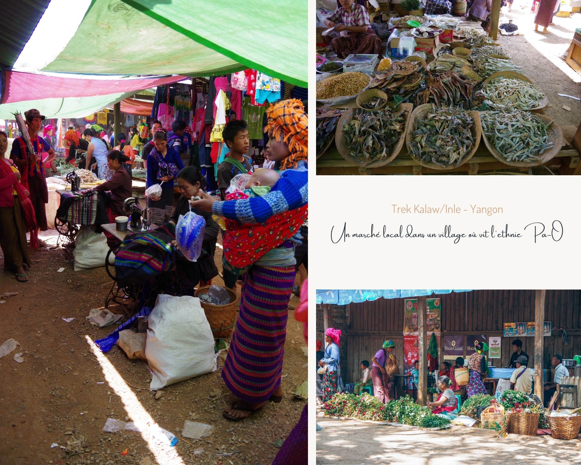 marché local de l'ethnie Pa'O lors du trek Kalaw Inle au Myanmar