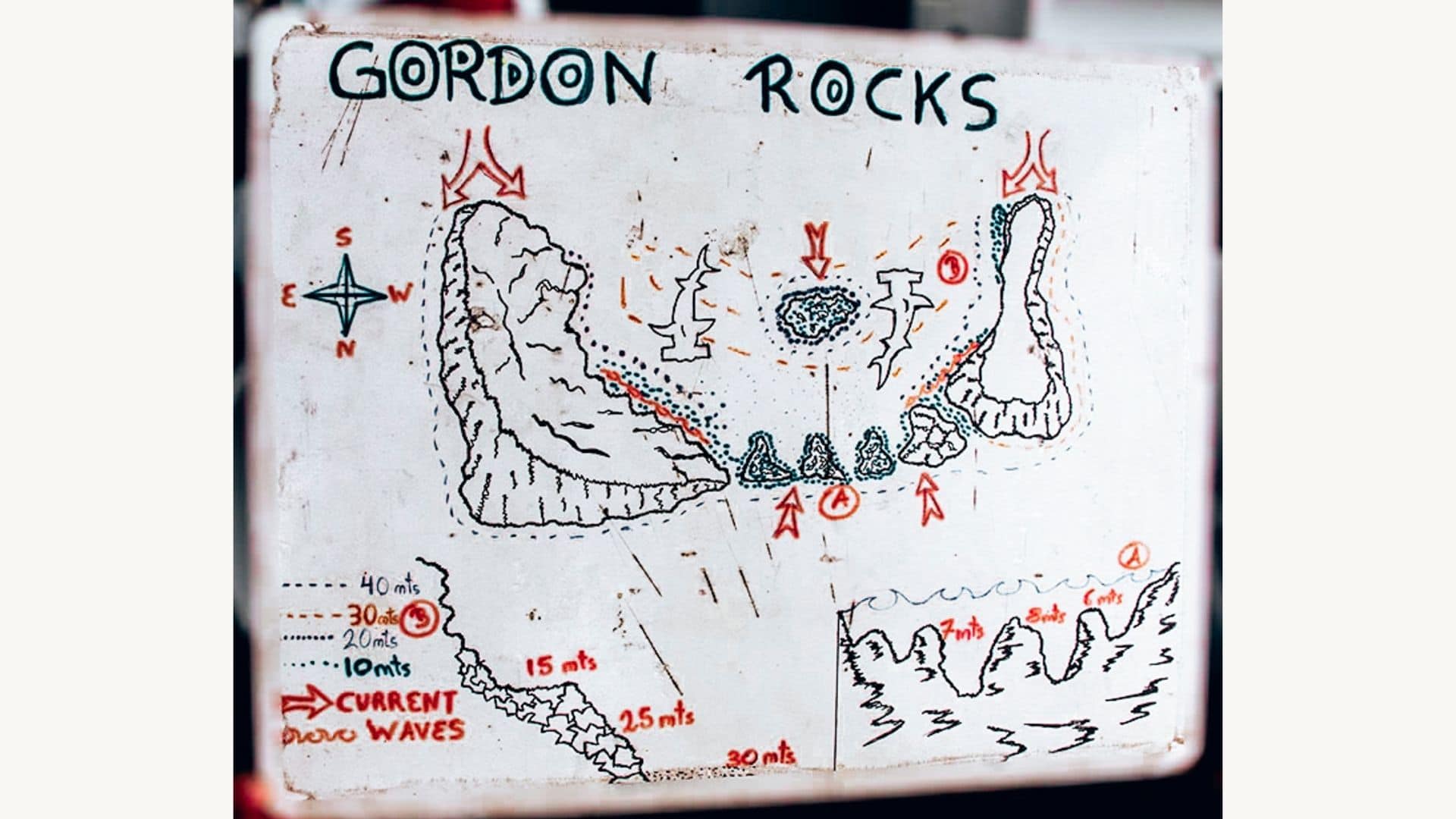 schéma de plongée Gordon Rocks