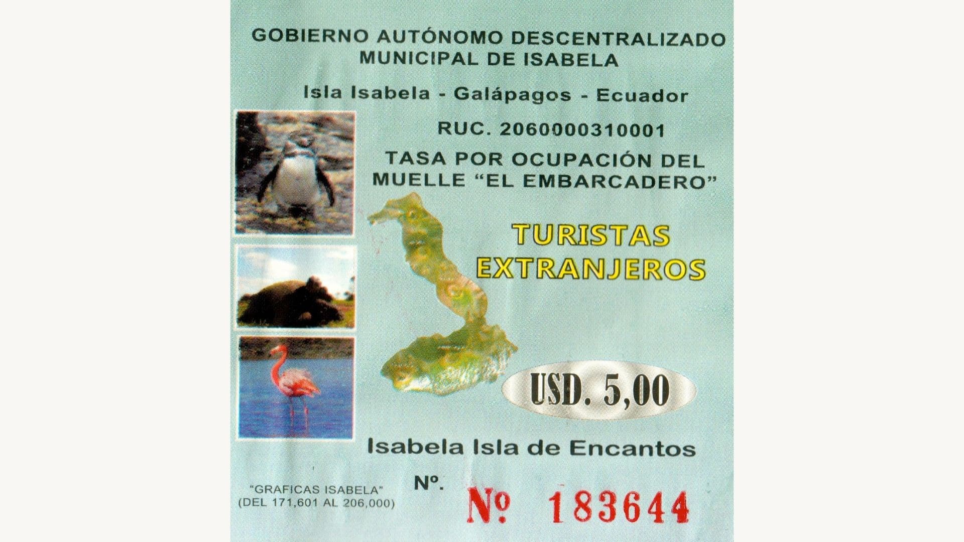 taxe d'entrée de l'île Isabela aux Galapagos