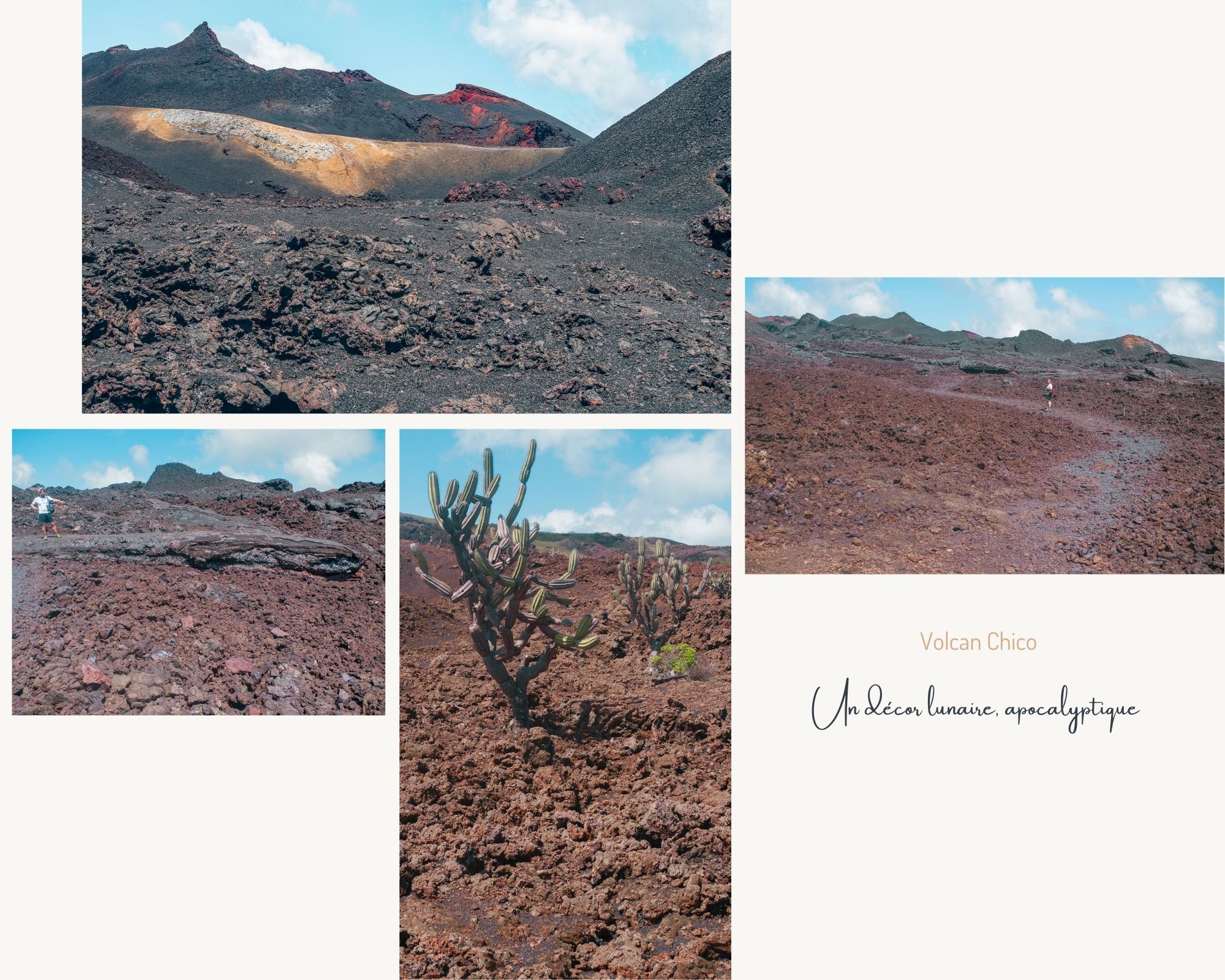 mosaïques de photos du volcan Chico aux Galapagos