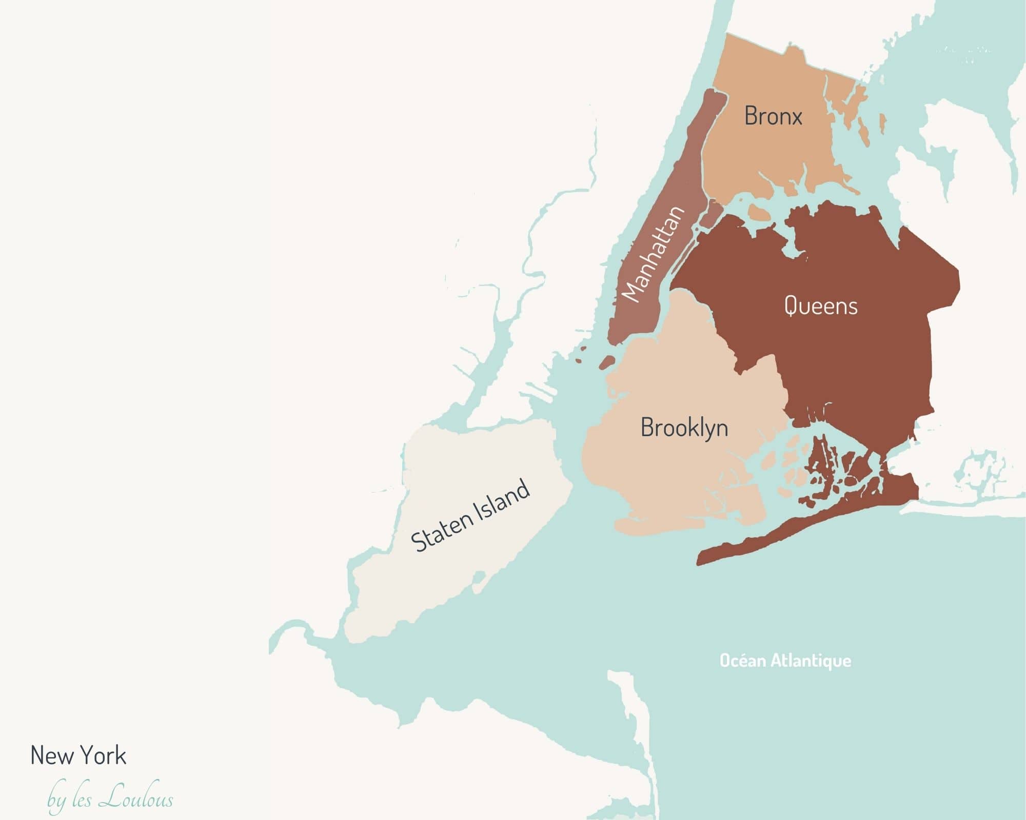 carte des quartiers de New York guide pratique  New York
