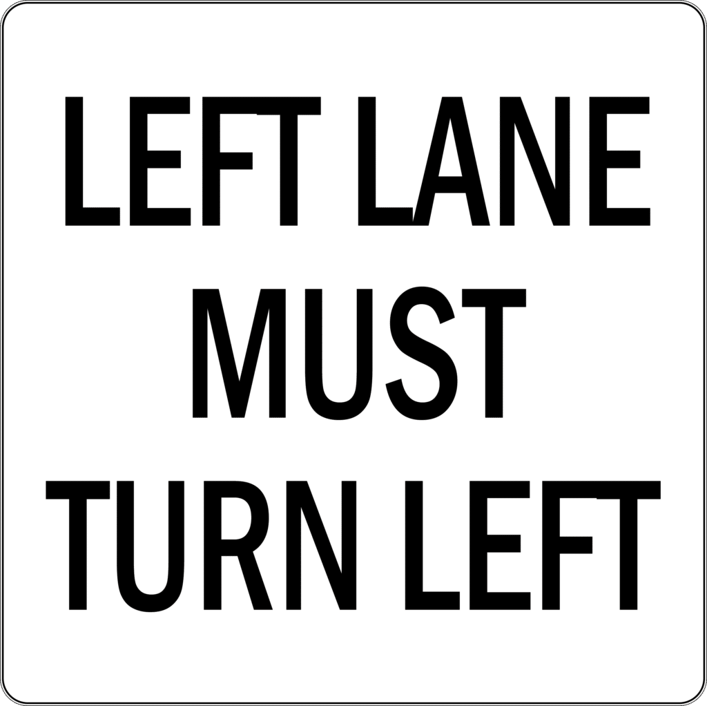 left lane must turn left états-unis infos pratiques