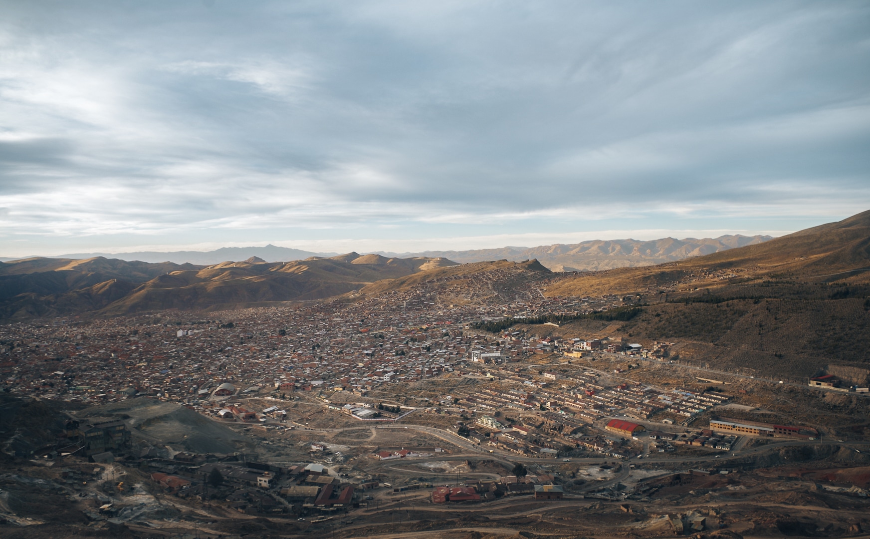point de vue Potosi Cerro Rico coucher de soleil Potosi cordillière des andes bolivie