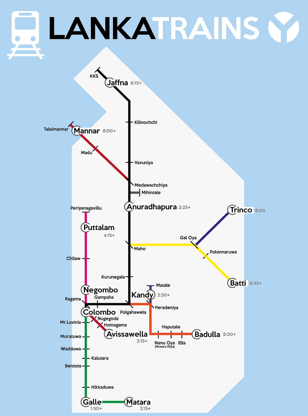 carte réseau ferroviaire sri lanka transport sri lanka voyager en train au Sri Lanka