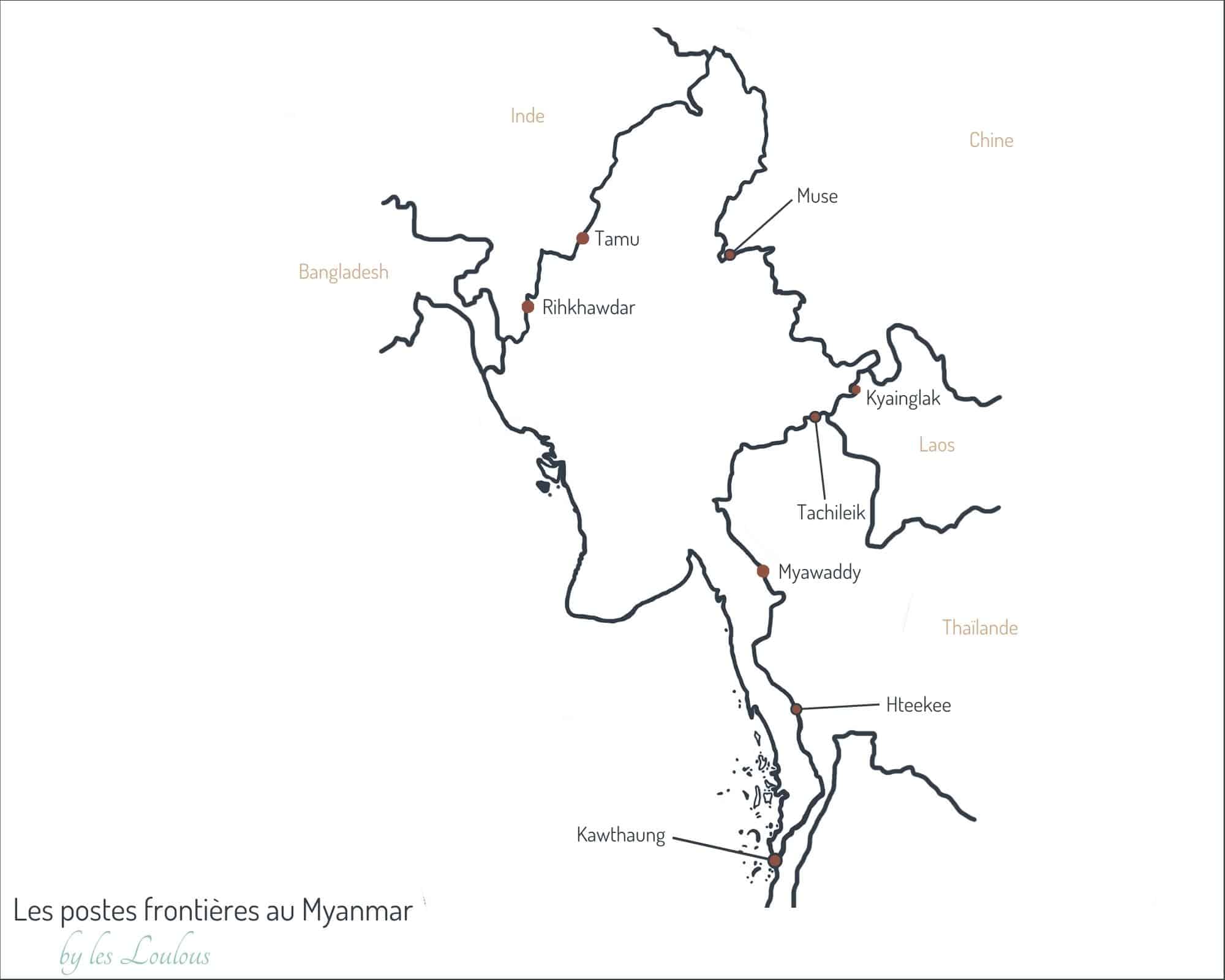 préparer voyage Myanmar carte poste frontière terrestre Myanmar blog voyage