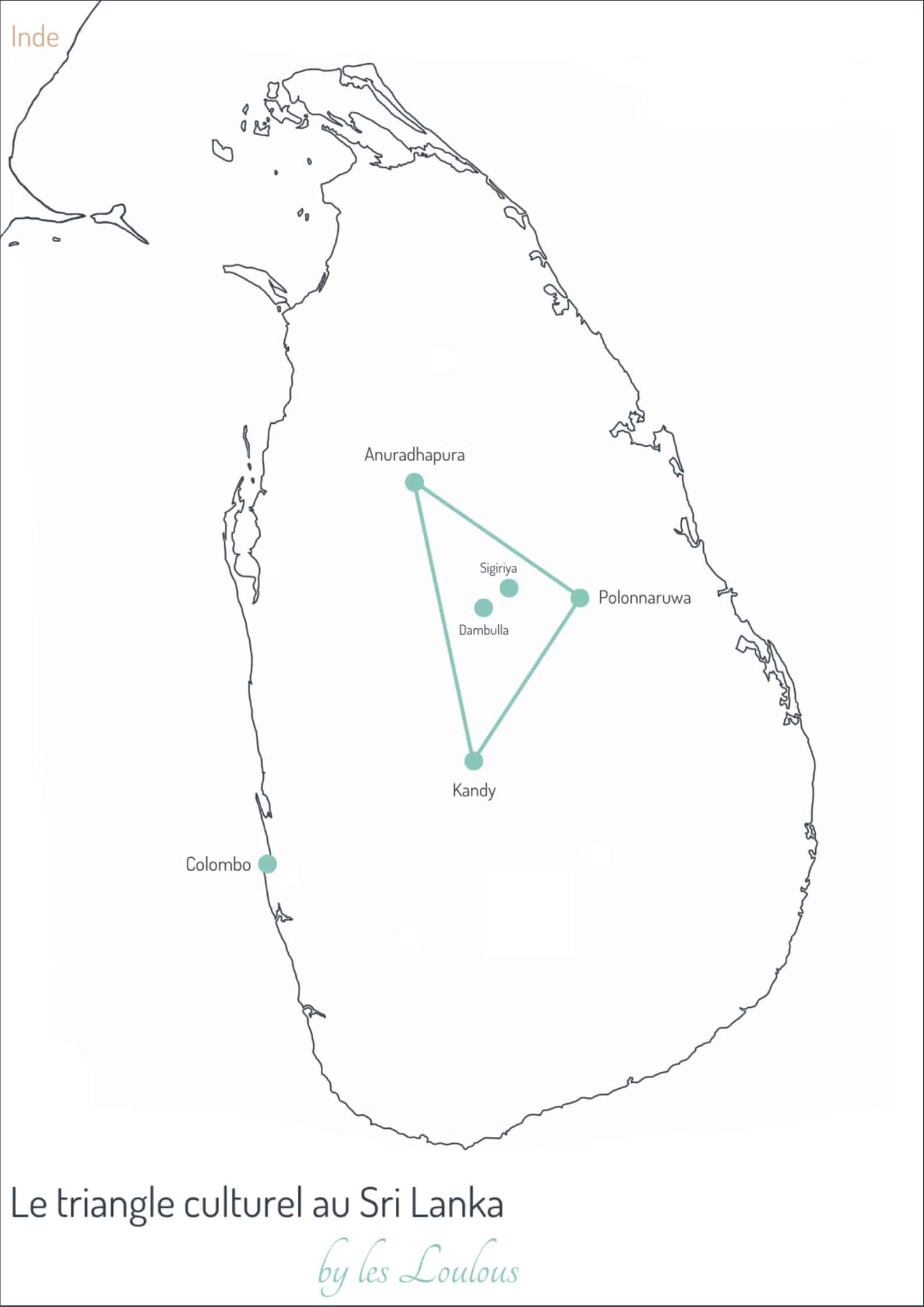 carte triangle culturel Sri Lanka circuit Sri Lanka visiter sigiriya