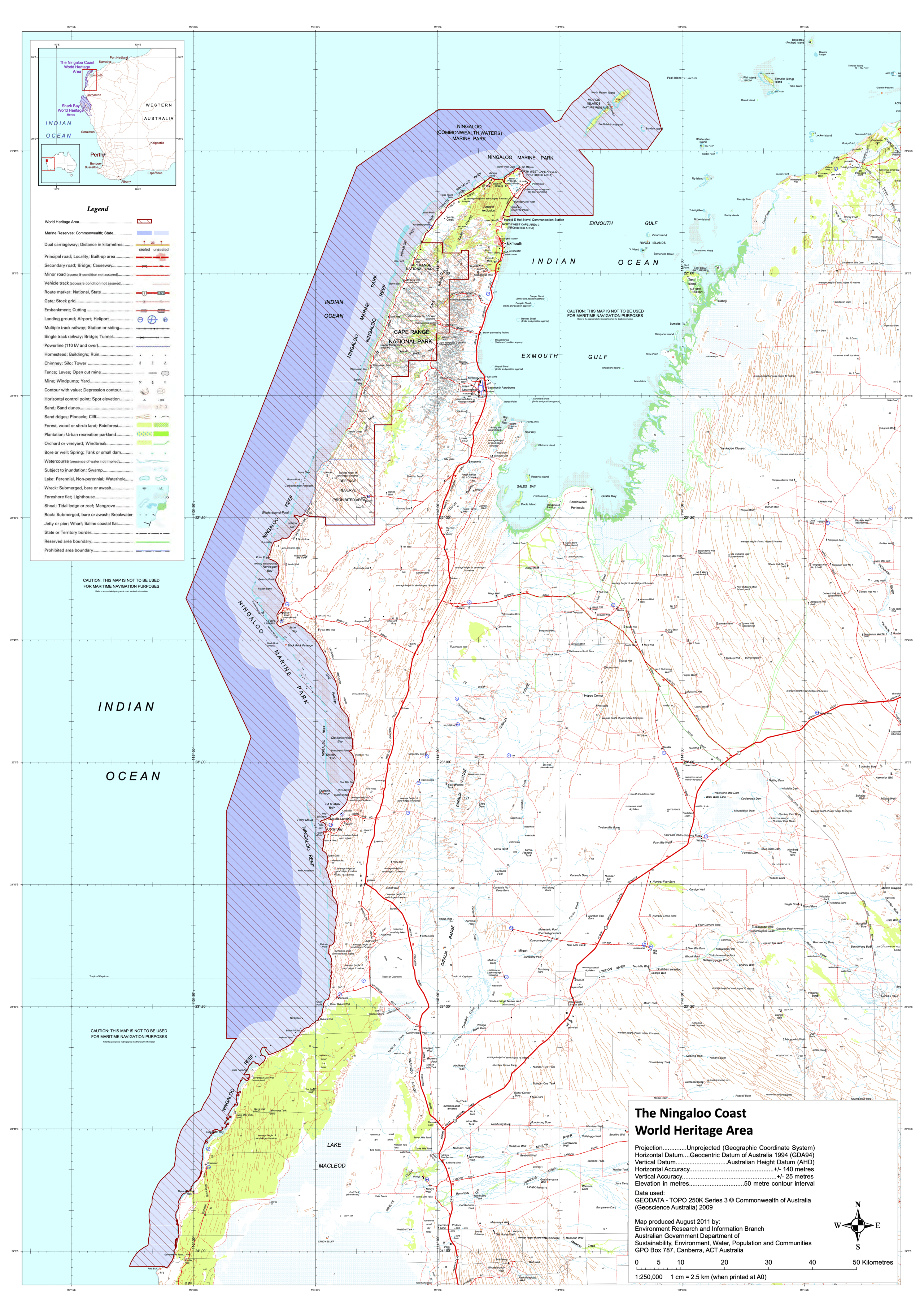 Ningaloo reef carte unesco